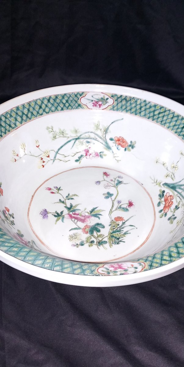 Large Porcelain Plate With Famille Rose Glazes - China, 19th Century-photo-3