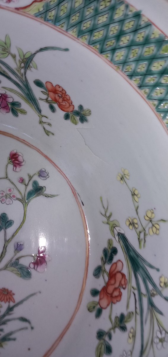 Large Porcelain Plate With Famille Rose Glazes - China, 19th Century-photo-7