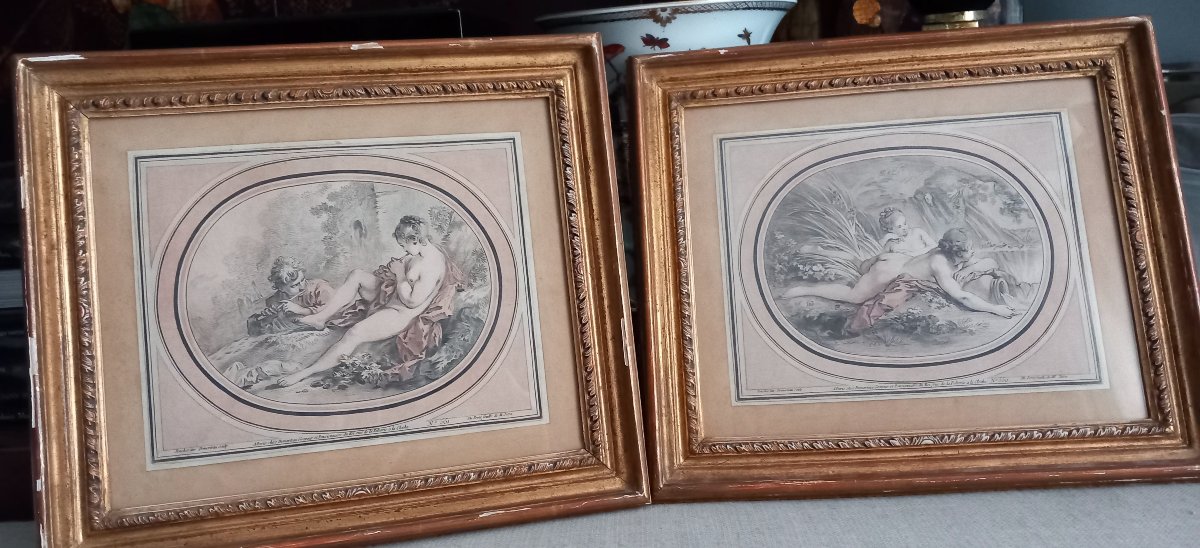 Paire de gravures par Demarteau d'après François Boucher-photo-2