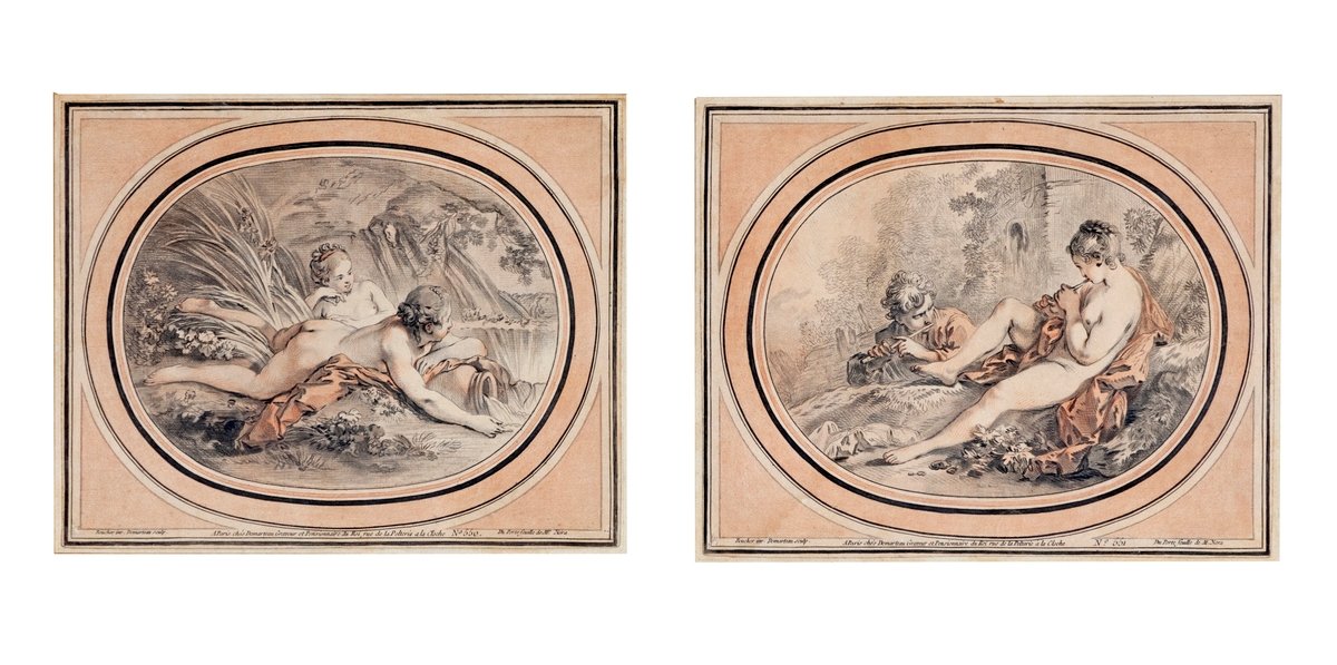 Paire de gravures par Demarteau d'après François Boucher-photo-3