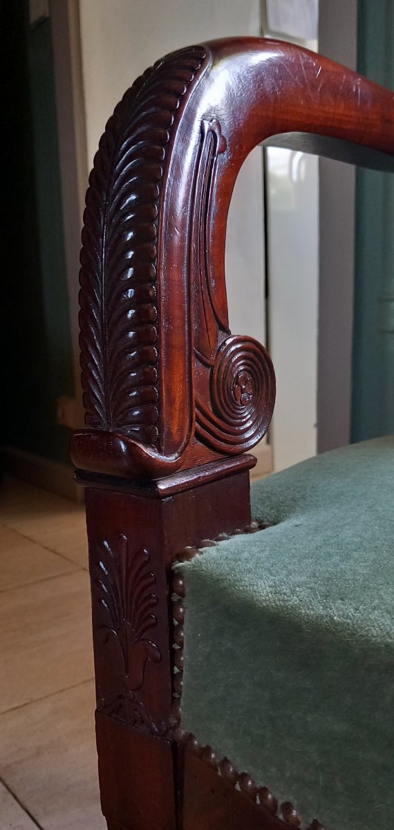 Empire-style Armchair – Mahogany And Green Velvet-photo-1