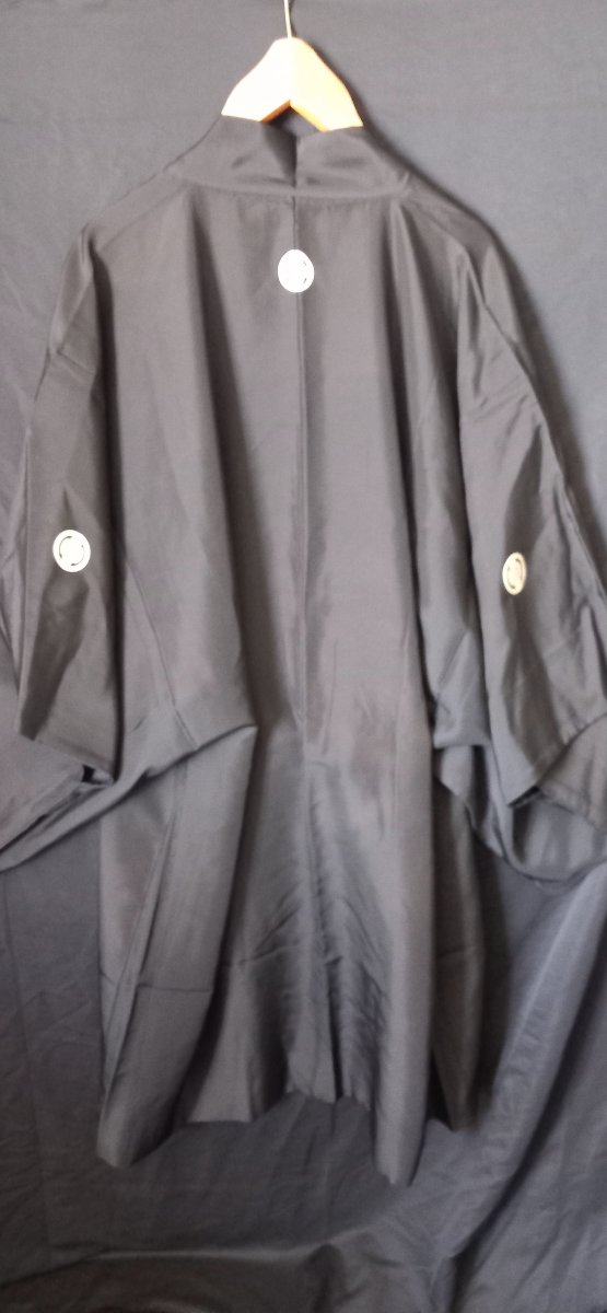 Men's Black Silk Formal Jacket (haori Kuro-montsuki) – Japan, 20th Century-photo-4
