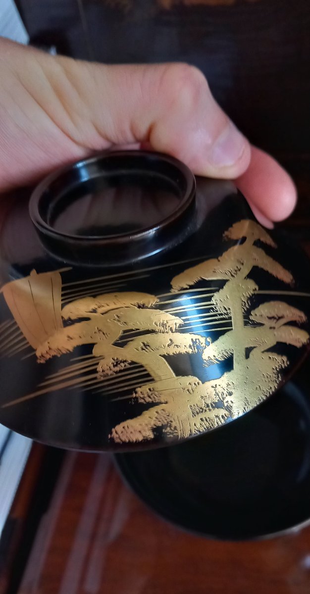 Taisho-period Japanese Lacquered Miso Soup Bowl -photo-3