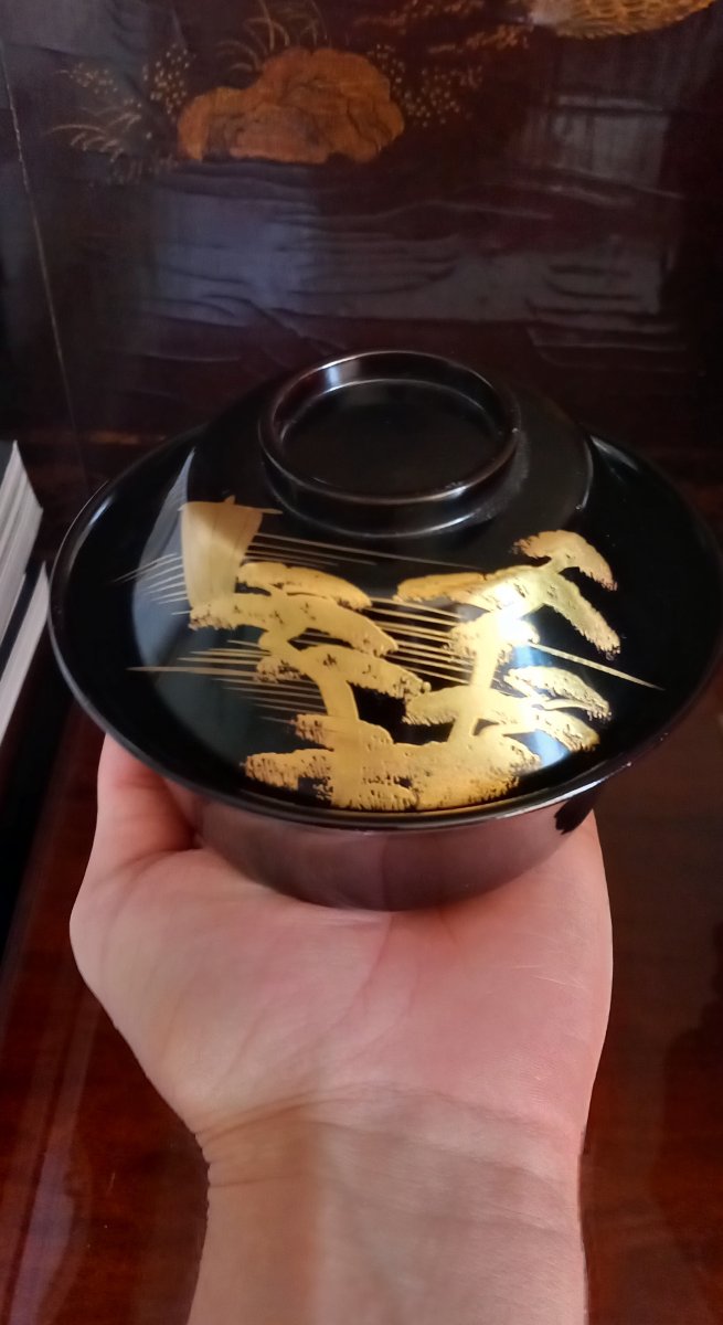 Taisho-period Japanese Lacquered Miso Soup Bowl -photo-3
