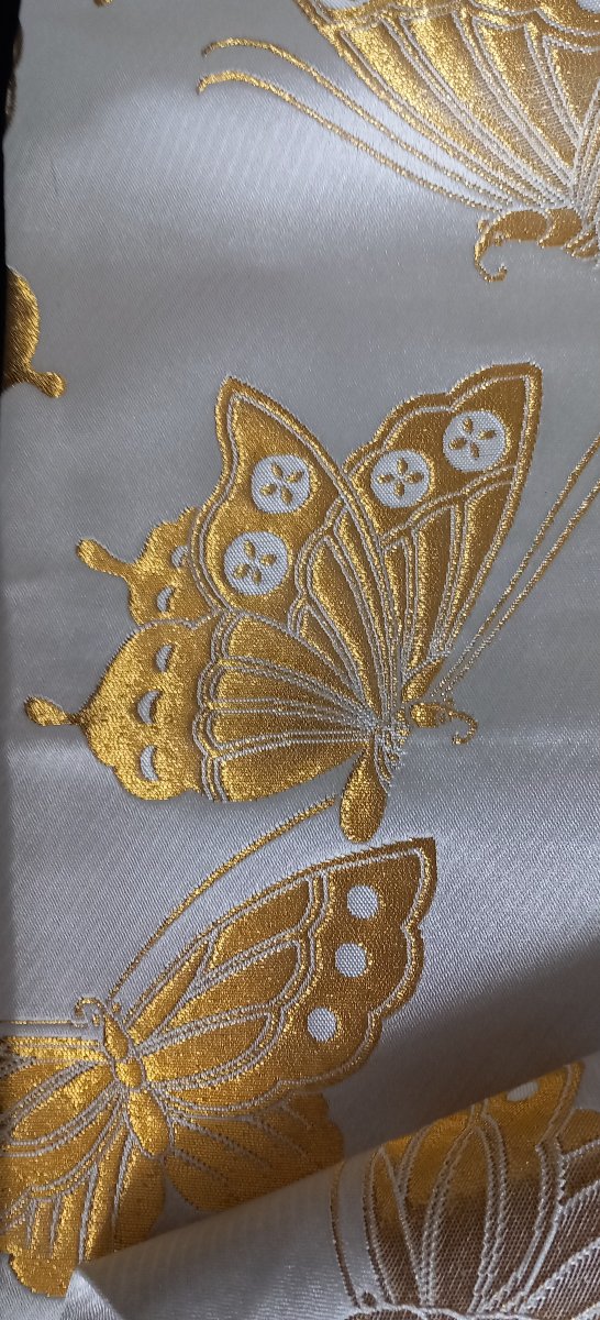 Traditional Japanese Obi - Golden Butterfly Pattern-photo-3