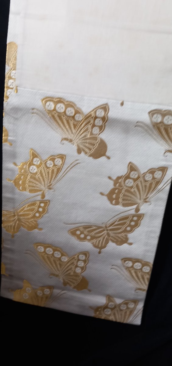 Traditional Japanese Obi - Golden Butterfly Pattern-photo-4
