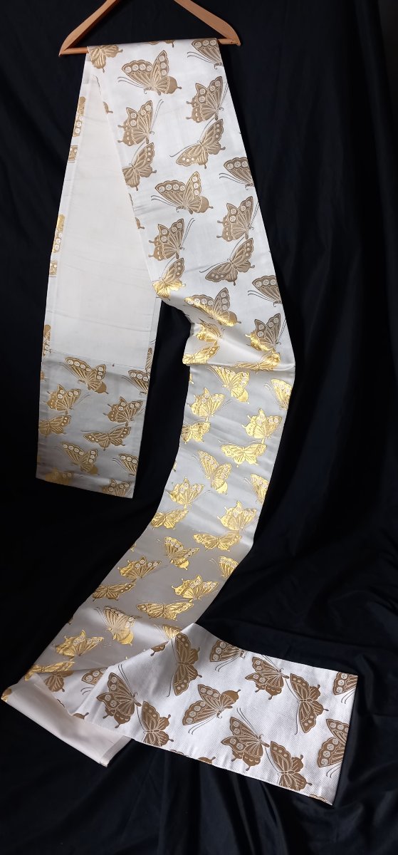 Traditional Japanese Obi - Golden Butterfly Pattern