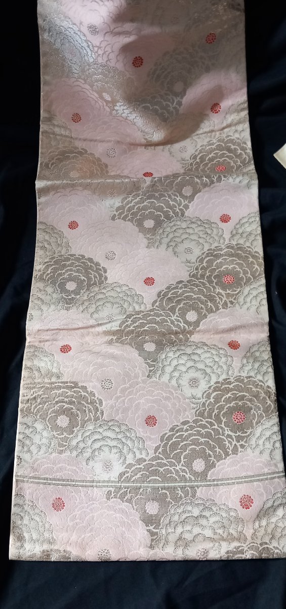 Obi traditionnel japonais à motifs floraux - Tissage brocart-photo-2