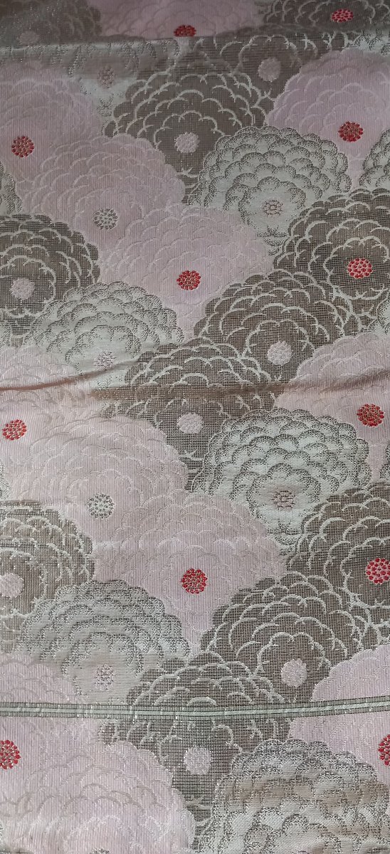 Obi traditionnel japonais à motifs floraux - Tissage brocart-photo-4
