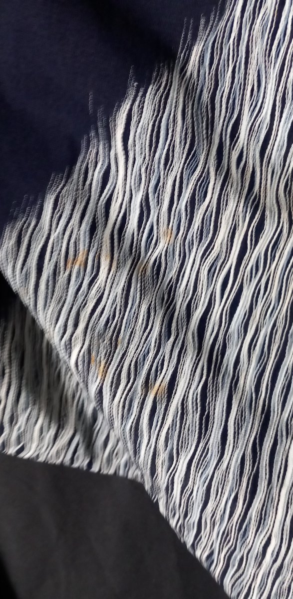 Vintage Haori, Kimono, And Summer Yukata - Sheer Navy Blue Fabric With Textured Details-photo-4