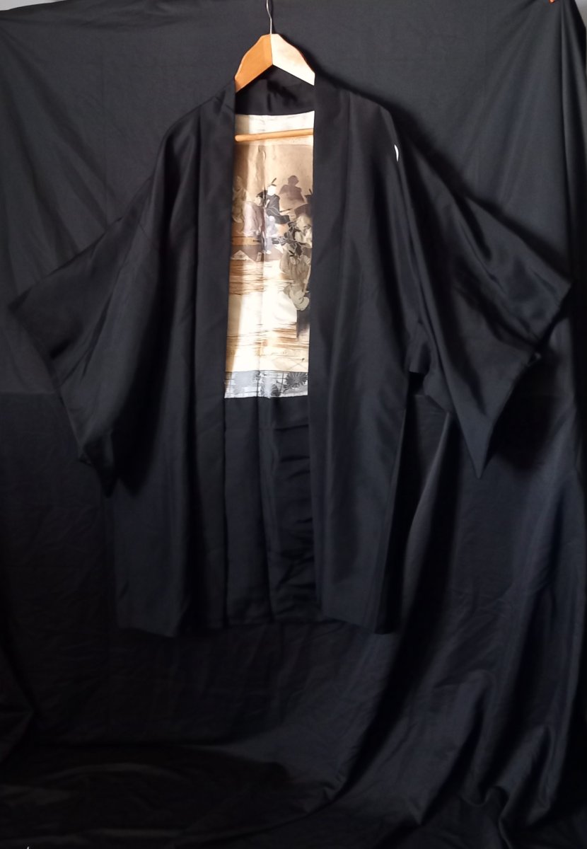 Haori—men's Black Silk Kimono 