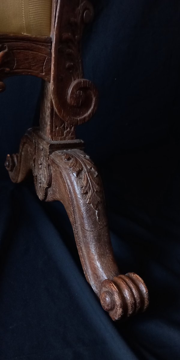 Écran de cheminée double face d'époque Régence en chêne sculpté-photo-6