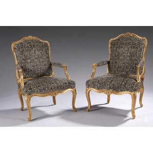 Paire de fauteuil louis XV - À la reine