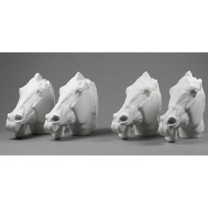 Quadrige de Séléné – sculpture marbre - Suite Monumentale de 4 Têtes de Chevaux - Parthénon