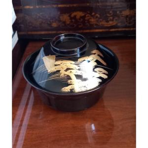 Bol soupe Miso en laque Japon période Taisho 