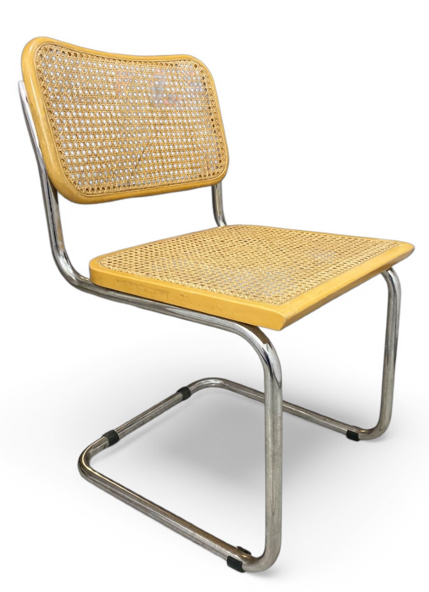 Chaise Marcel Breuer Modèle B32 - Cannage et Structure en Acier Chromé - Années 1960-photo-2