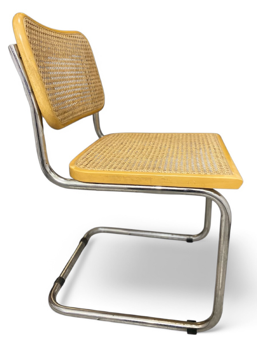 Chaise Marcel Breuer Modèle B32 - Cannage et Structure en Acier Chromé - Années 1960-photo-3