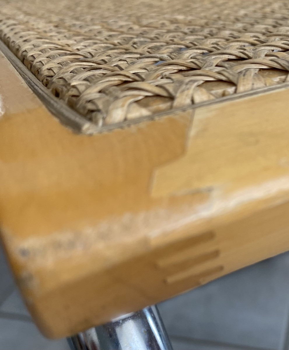 Chaise Marcel Breuer Modèle B32 - Cannage et Structure en Acier Chromé - Années 1960-photo-1