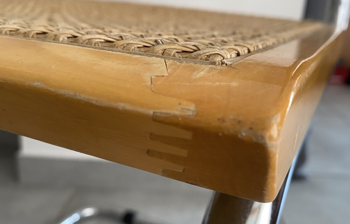 Chaise Marcel Breuer Modèle B32 - Cannage et Structure en Acier Chromé - Années 1960-photo-2