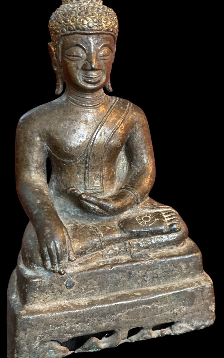 Antique Bronze Buddha Statue – 25 Cm – Southeast Asian Art-photo-2