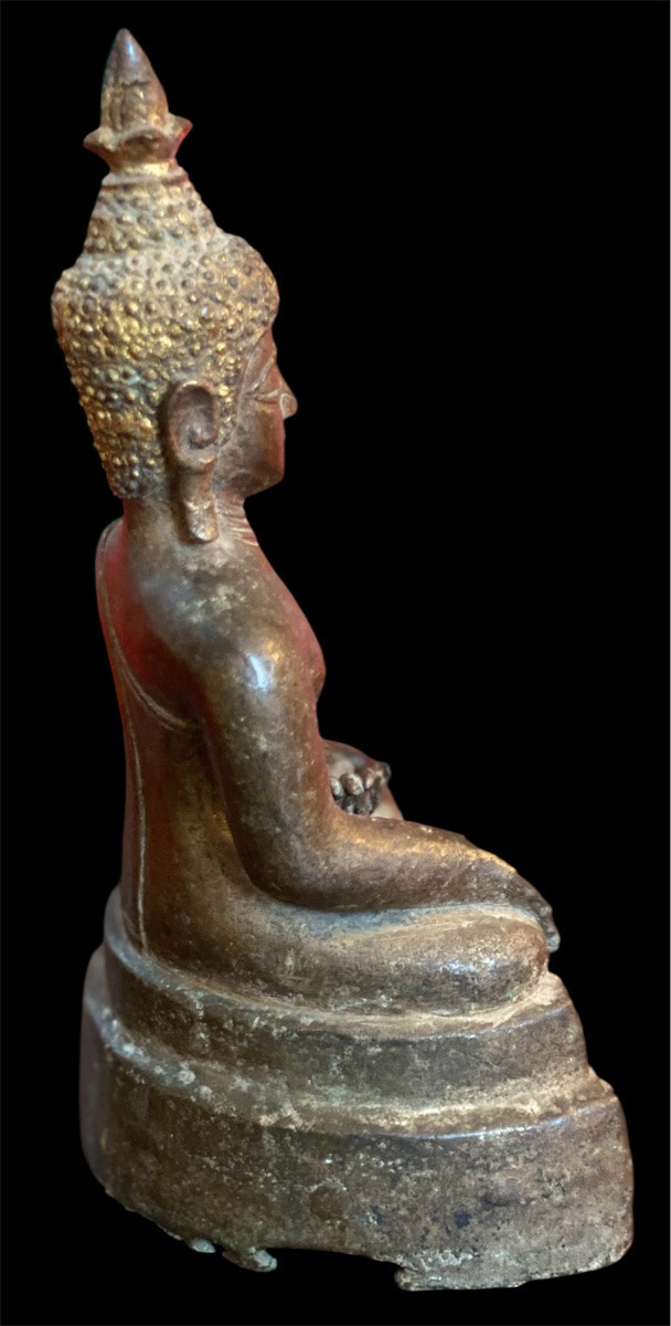 Antique Bronze Buddha Statue – 25 Cm – Southeast Asian Art-photo-4