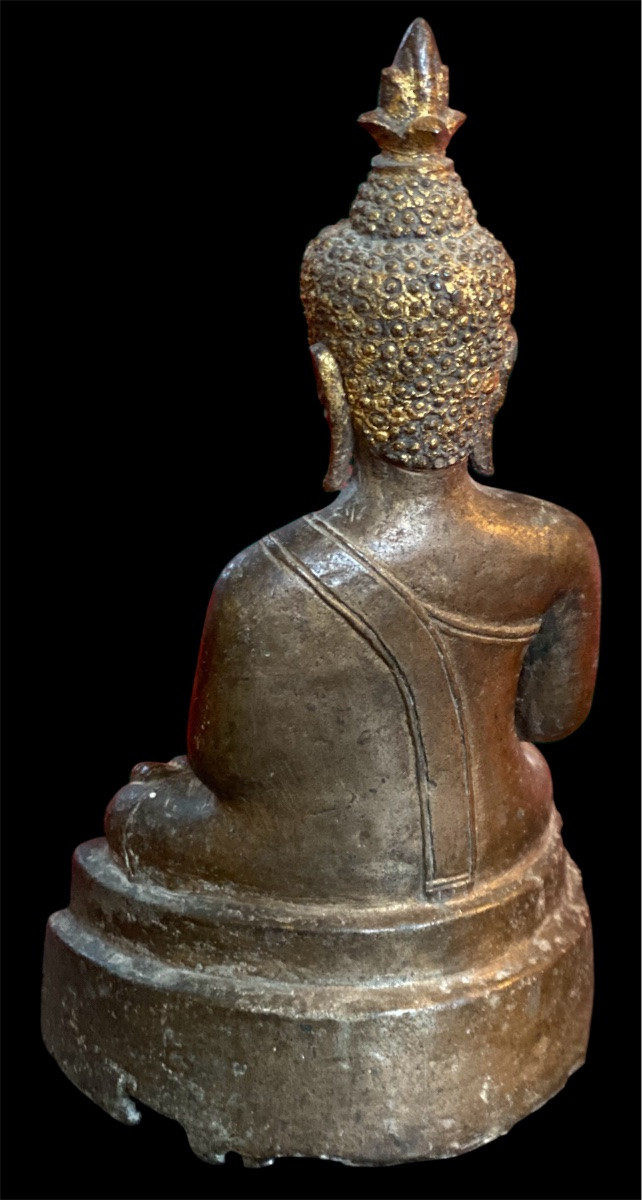 Antique Bronze Buddha Statue – 25 Cm – Southeast Asian Art-photo-4