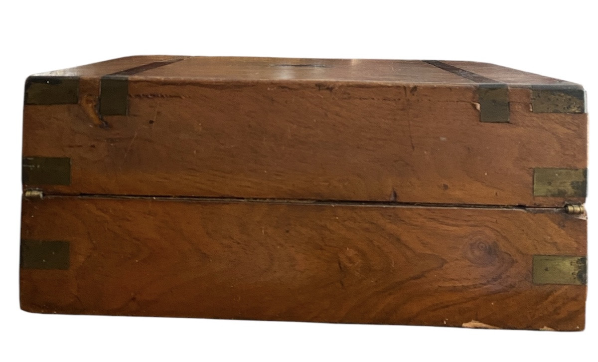 Antique Wooden And Brass Writing Desk – 19th Century-photo-2