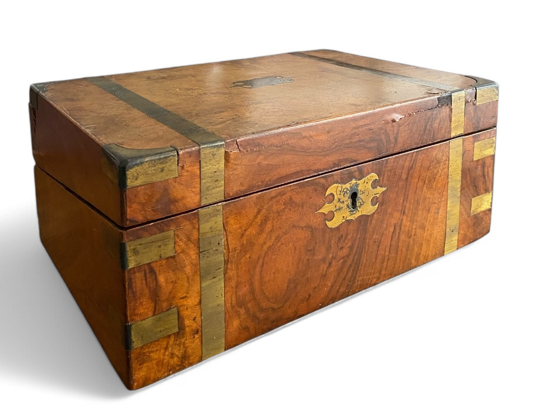 Antique Wooden And Brass Writing Desk – 19th Century-photo-3