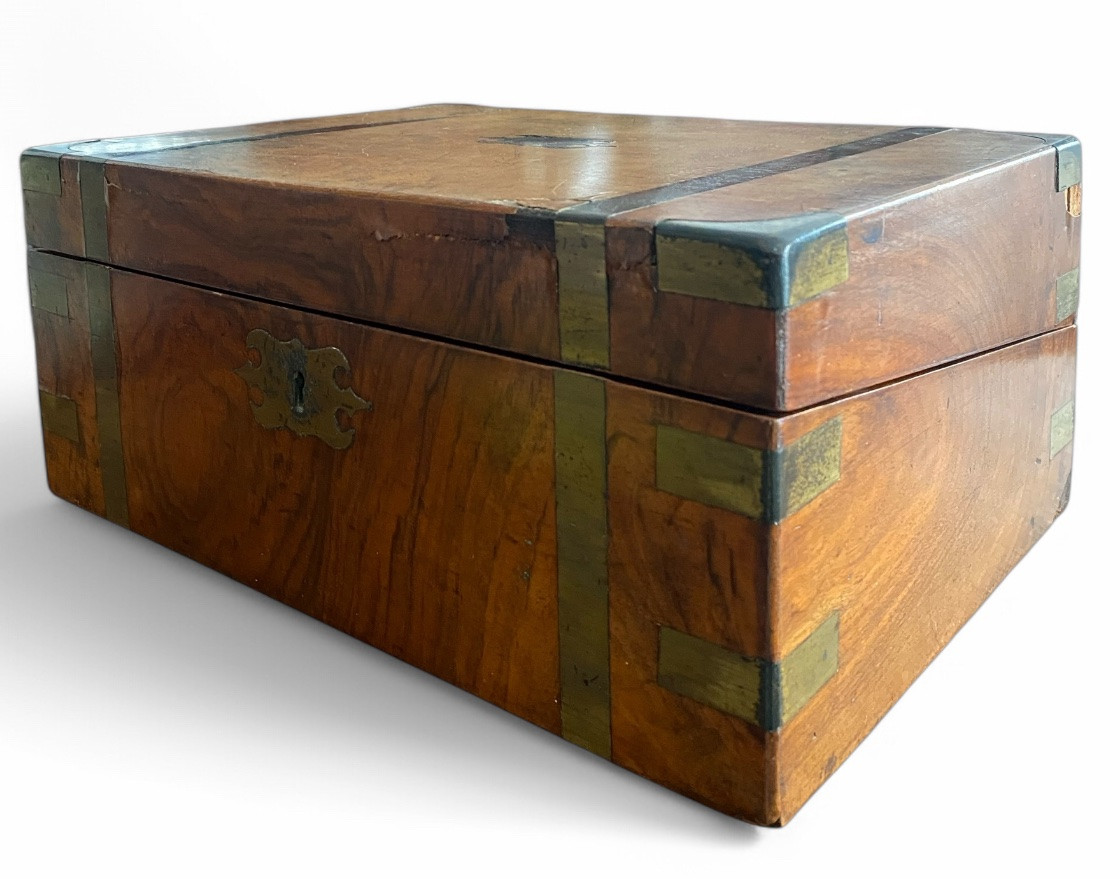 Antique Wooden And Brass Writing Desk – 19th Century-photo-4