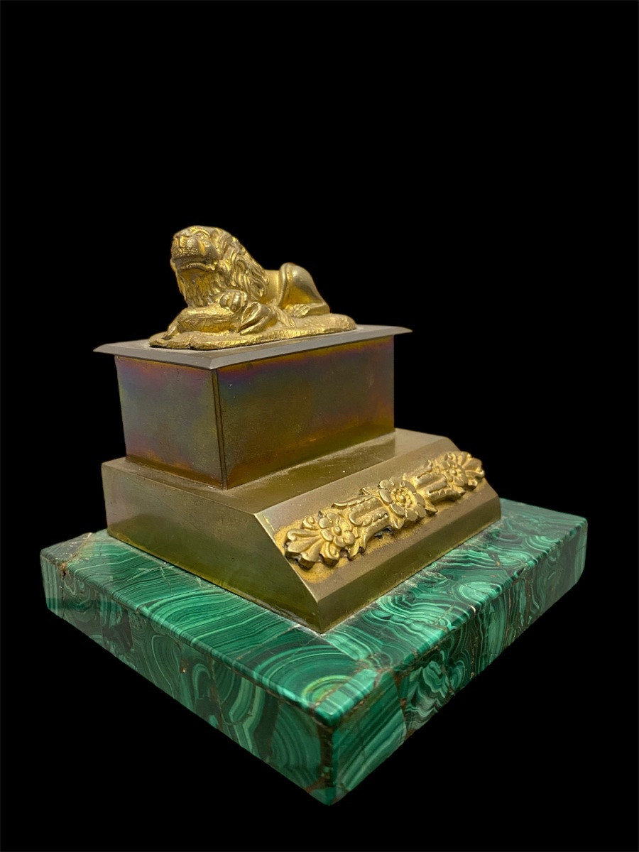 Russian Gilt Bronze Inkwell On A Malachite Base – 19th Century-photo-2