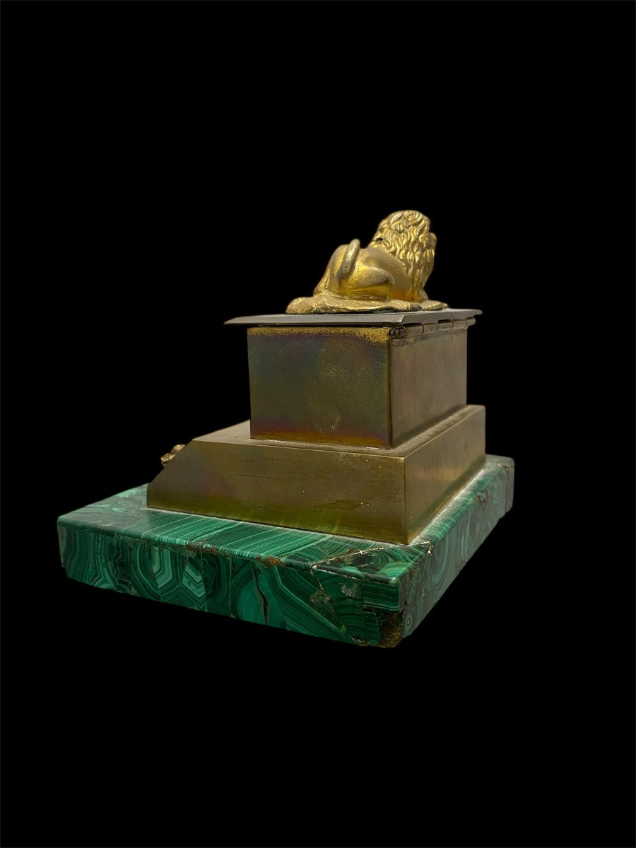 Russian Gilt Bronze Inkwell On A Malachite Base – 19th Century-photo-6