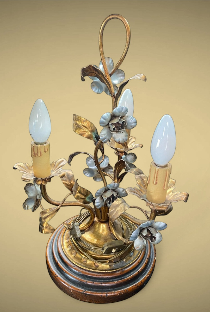 Vintage Florentine Lamp Rivolta Paralumi Milano – Gold & Silver Metal – Italy