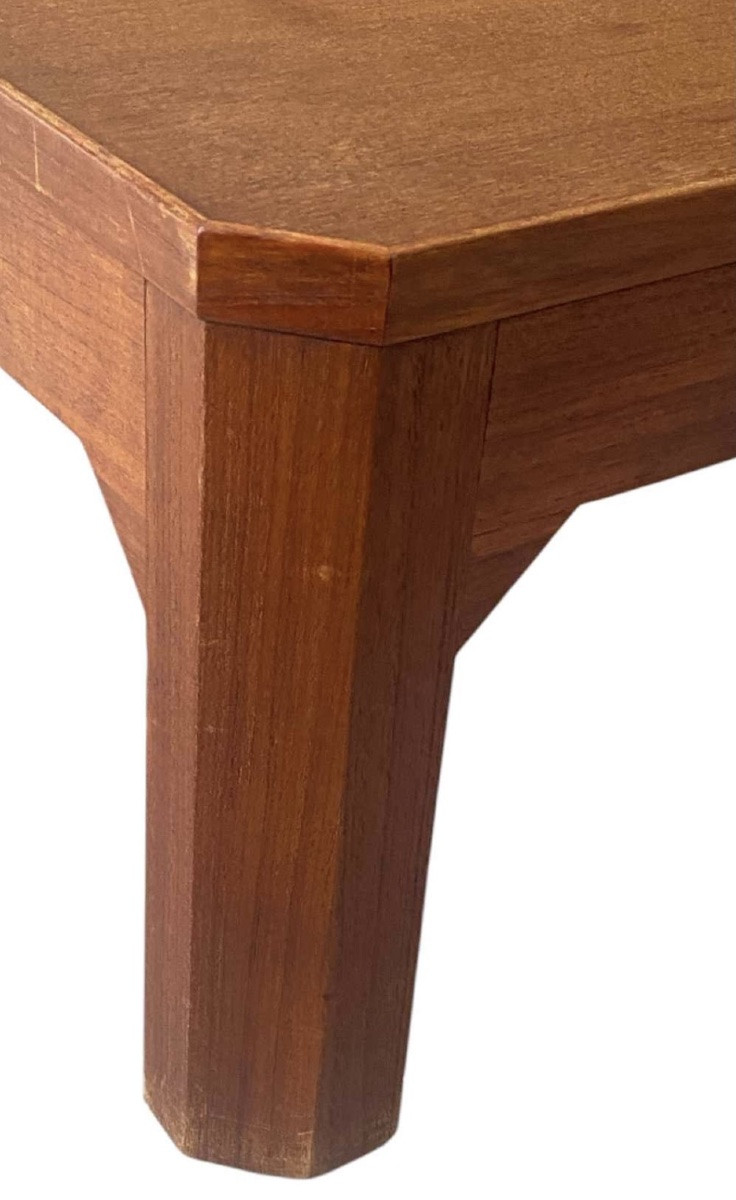 Vintage Design Teak Coffee Table, Beveled Legs, Circa 1960-photo-2