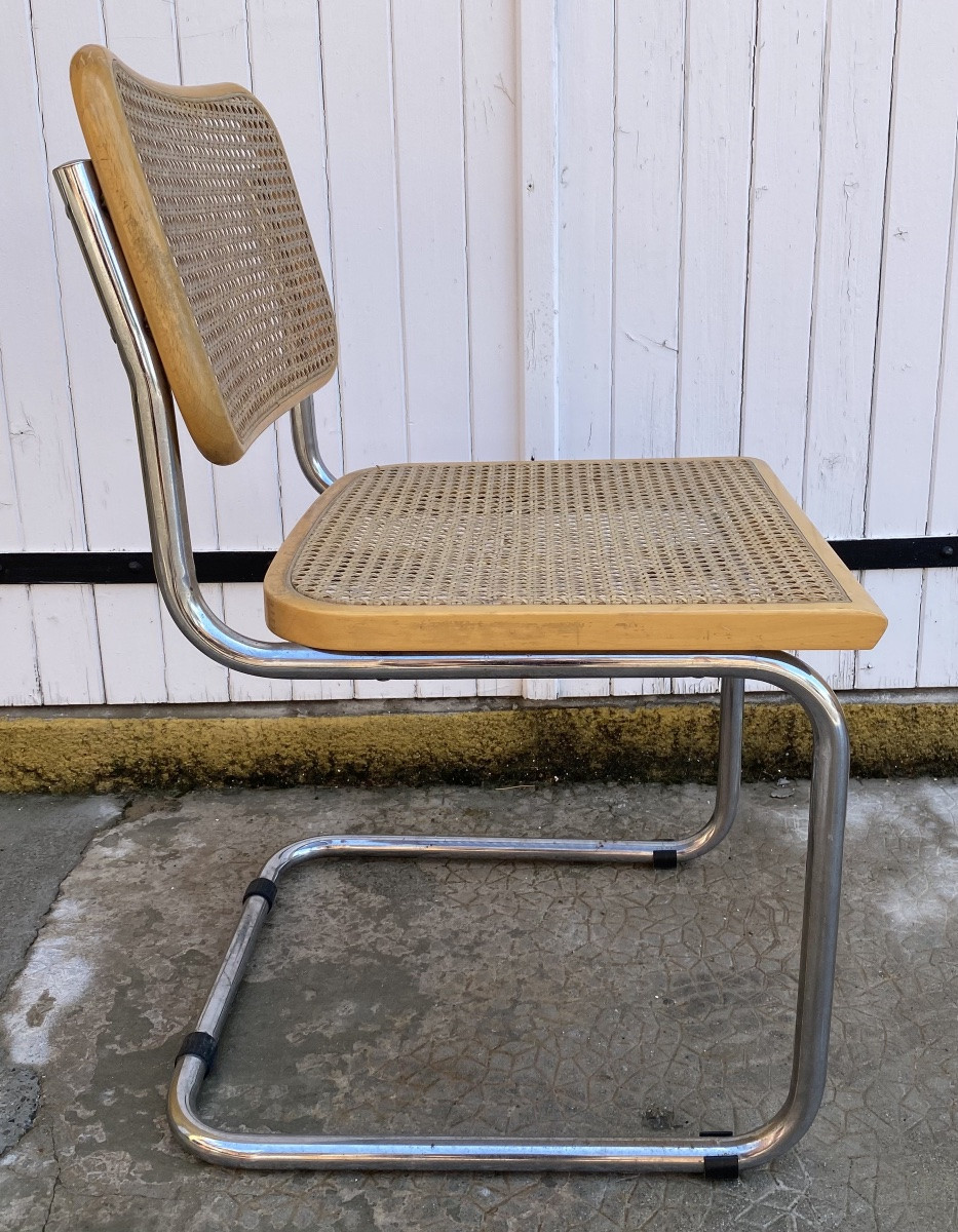 Marcel Breuer, chaise modèle B32, cannage et structure acier chromé, ca 1970-photo-3
