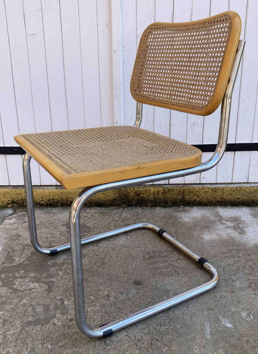 Marcel Breuer, chaise modèle B32, cannage et structure acier chromé, ca 1970