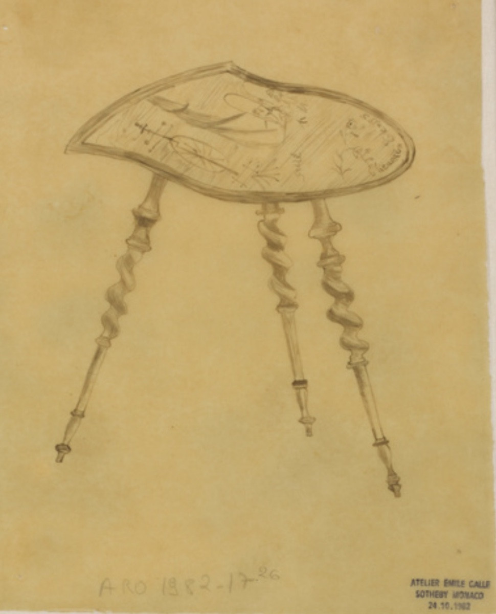 Emile Gallé "l'heureux Temps" Marquetry Pedestal Table, Ca 1902-photo-2