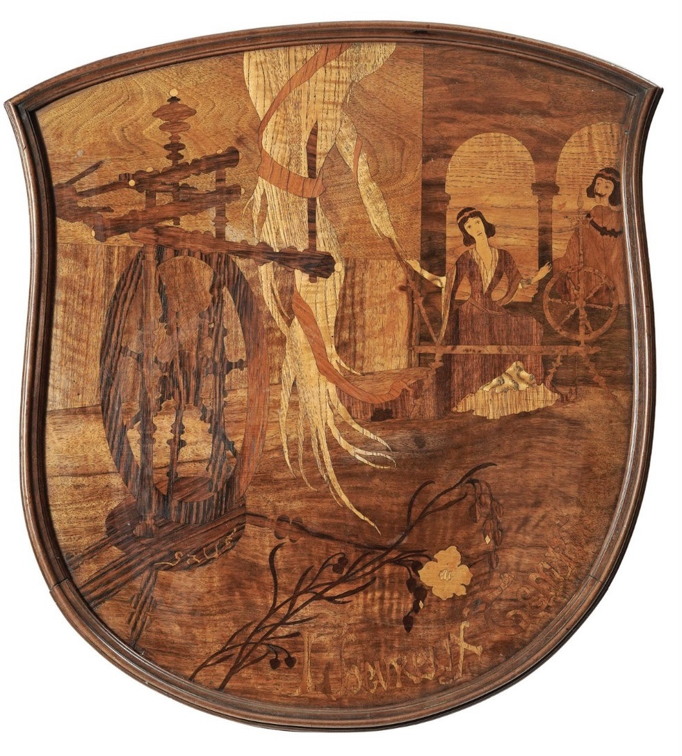 Emile Gallé "l'heureux Temps" Marquetry Pedestal Table, Ca 1902-photo-2