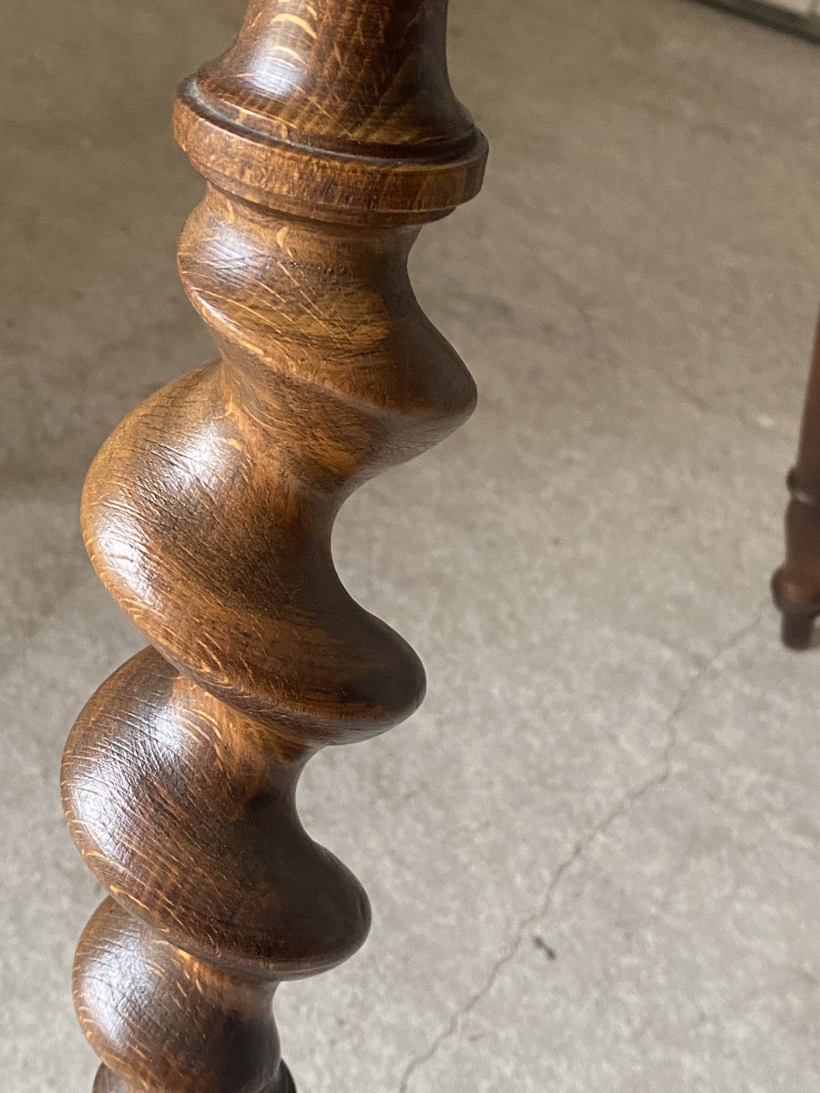 Emile Gallé "l'heureux Temps" Marquetry Pedestal Table, Ca 1902-photo-4
