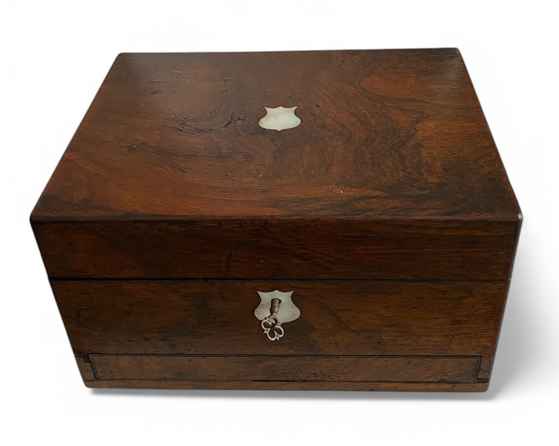 Victorian Rosewood Jewellery Box / Casket, Uk 19th Century-photo-1