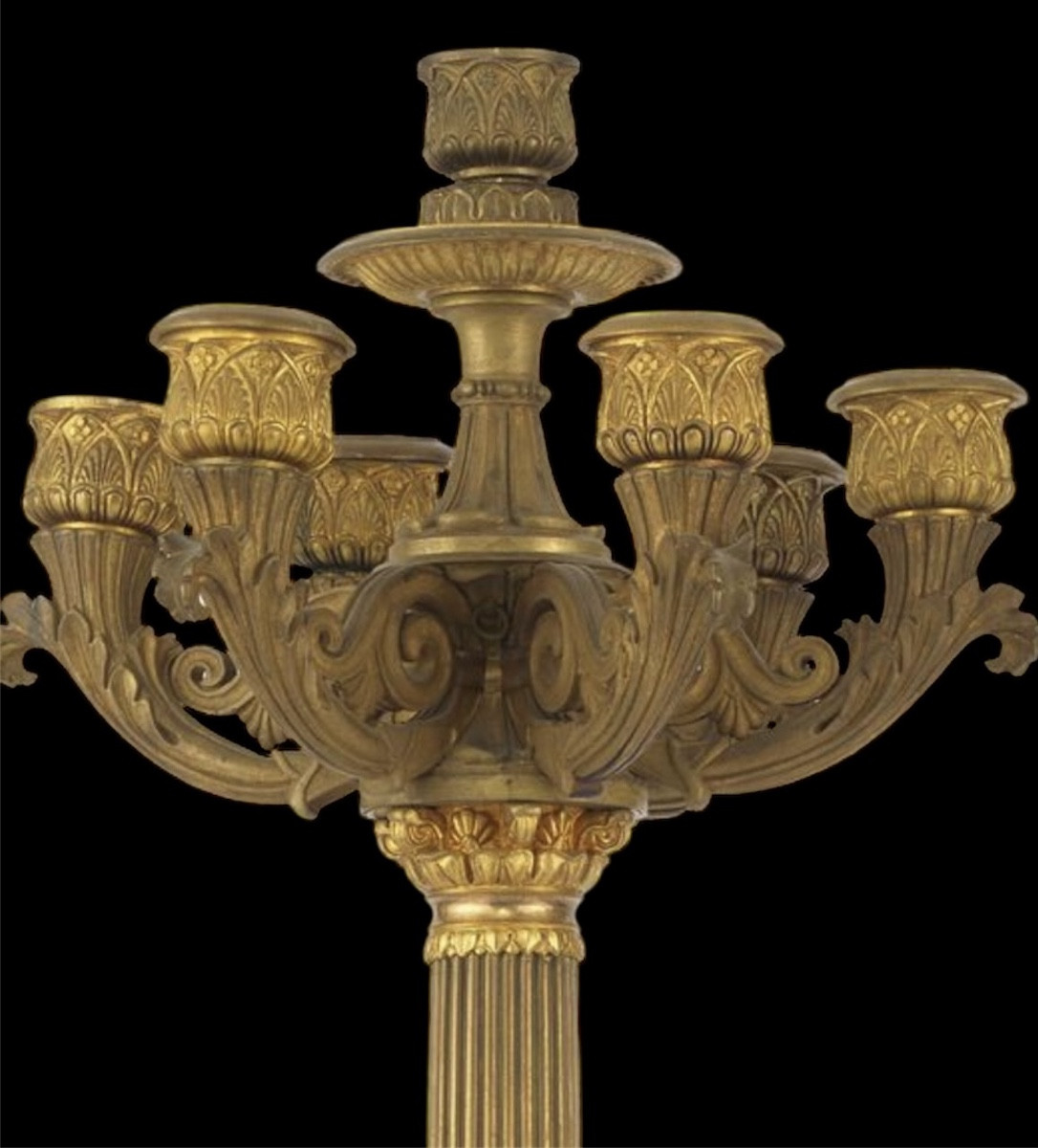 paire de candélabres à 7 bougies en bronze doré  Hauteur 72 cm-photo-2
