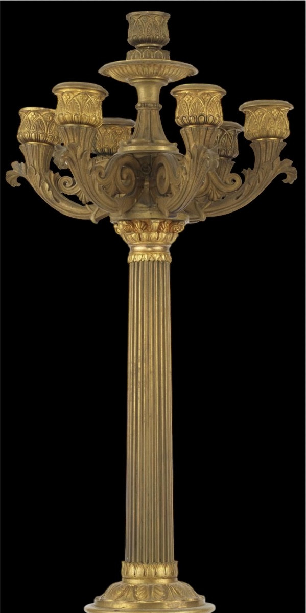 paire de candélabres à 7 bougies en bronze doré  Hauteur 72 cm-photo-3