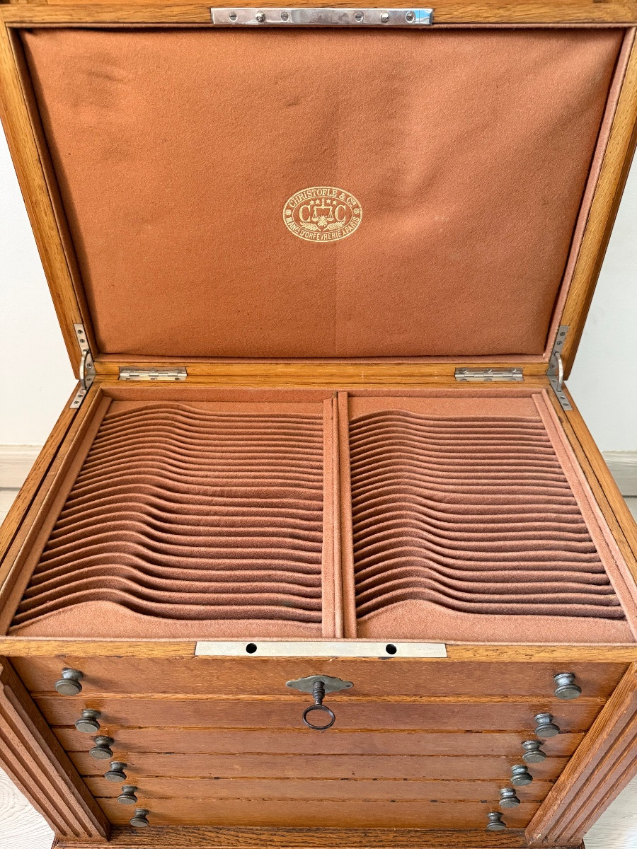 Coffret Ménagère Christofle Solid Wood 6 Drawers Velvet 54x37x41 Cm Empty-photo-2