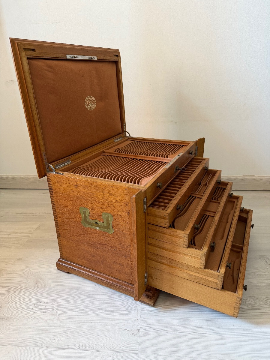 Coffret Ménagère Christofle Solid Wood 6 Drawers Velvet 54x37x41 Cm Empty-photo-3