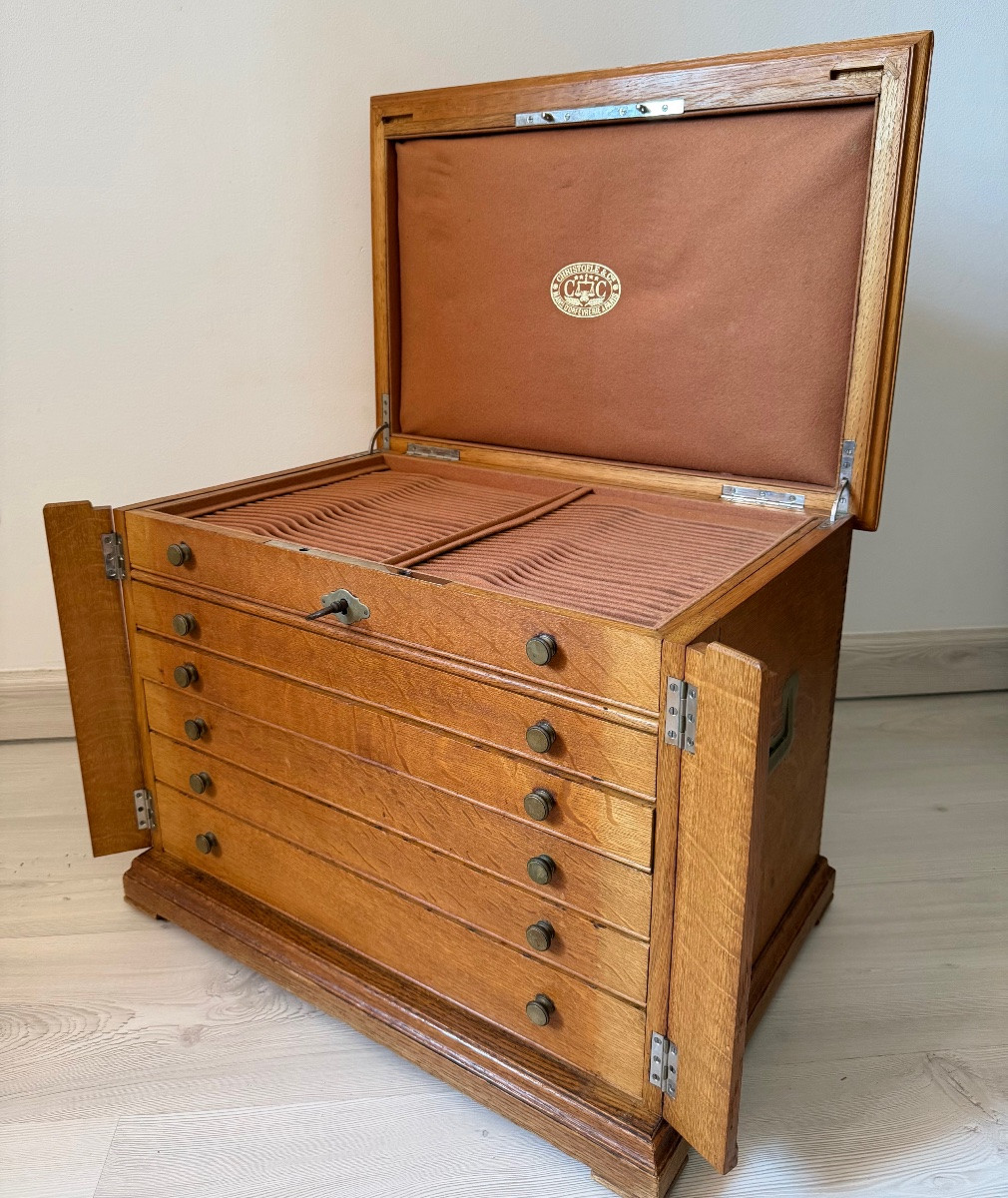 Coffret Ménagère Christofle Solid Wood 6 Drawers Velvet 54x37x41 Cm Empty-photo-5