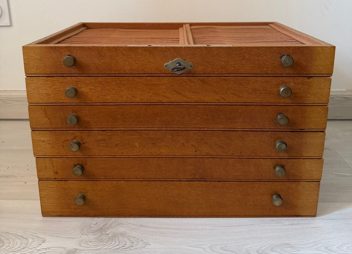 Coffret Ménagère Christofle Solid Wood 6 Drawers Velvet 54x37x41 Cm Empty-photo-6