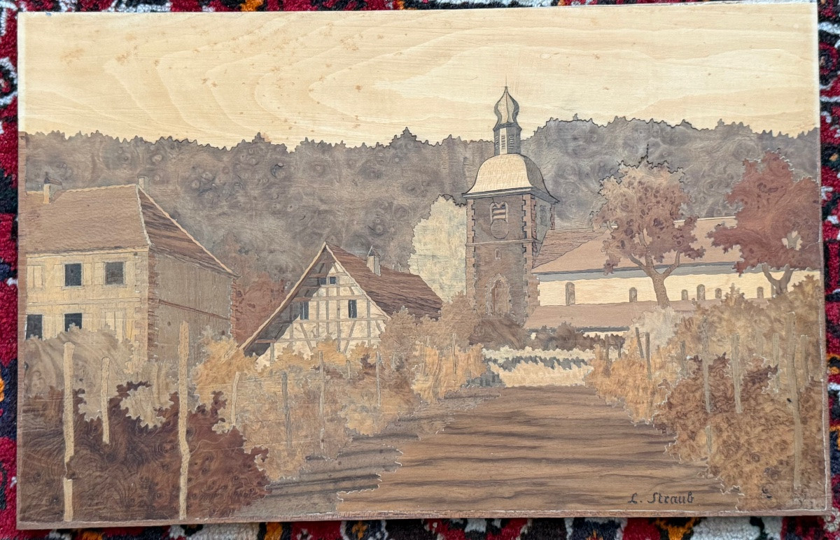 Lucien STRAUB (né en 1910) – Vue d’un village alsacien-photo-3