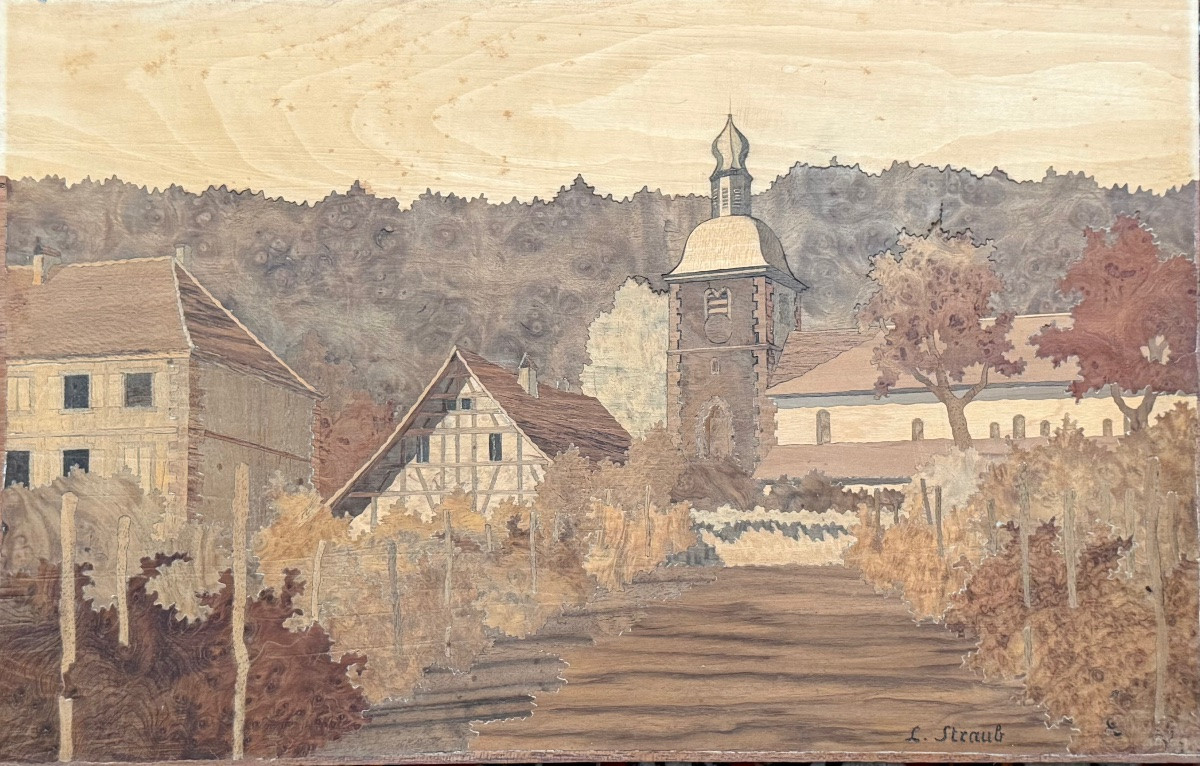 Lucien STRAUB (né en 1910) – Vue d’un village alsacien-photo-4