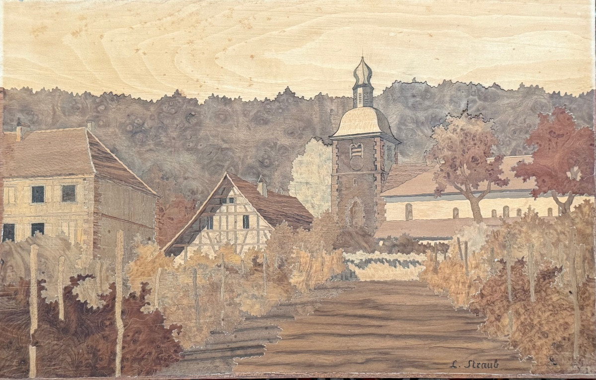 Lucien STRAUB (né en 1910) – Vue d’un village alsacien