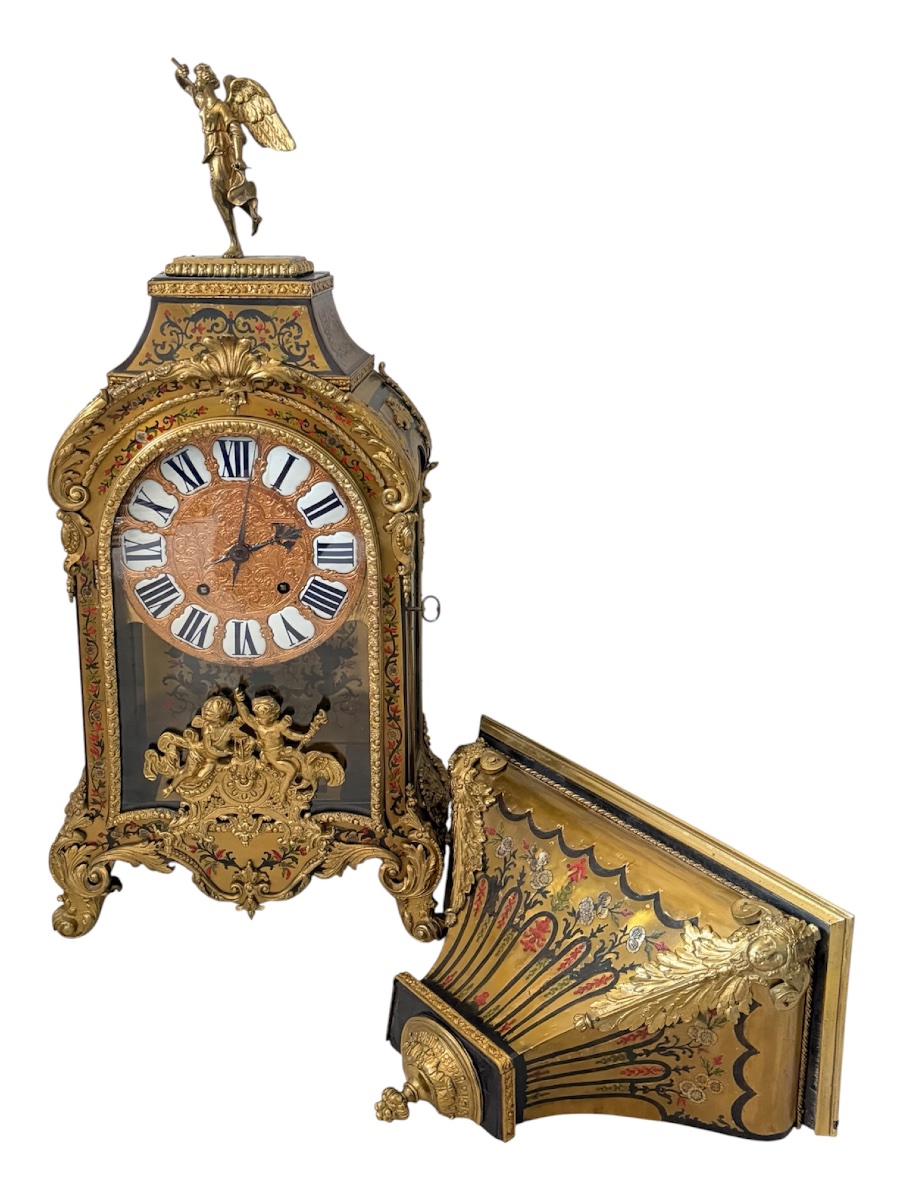 Cartel d’applique et sa console en marqueterie Boulle, époque fin Louis XIV – début Régence-photo-7