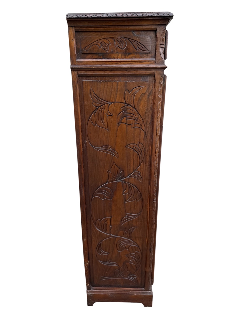 Neo-gothic Breton Bonnetiere Cupboard - Solid Oak - 19th Century-photo-3